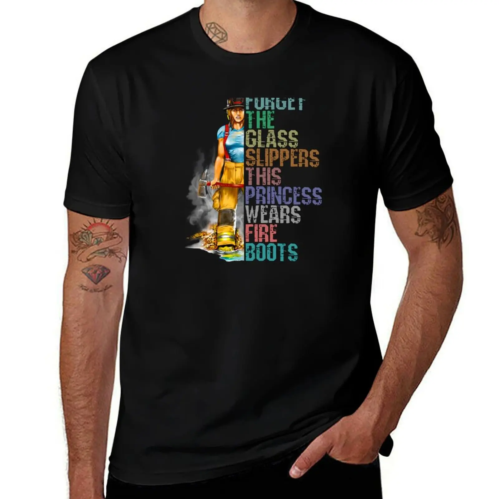 Funny Womens Firefighter Shirt, Forget the Glass Slippers this Princess Wears Fire Boots T-Shirt