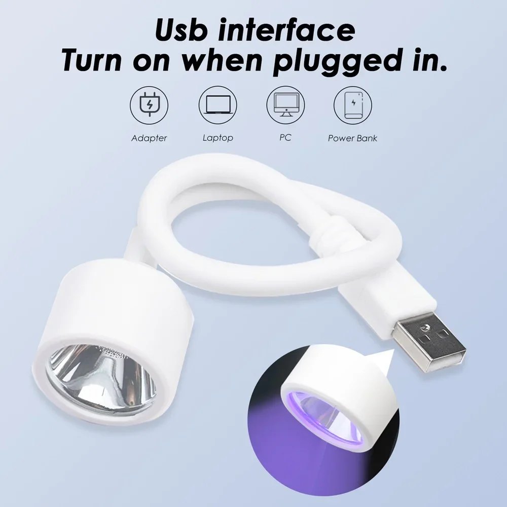 1/2 قطعة LED مسمار مصباح الأشعة فوق البنفسجية هلام علاج المحمولة ضوء USB هلام الأظافر 360 °   مجفف أنبوبي قابل للتعديل بحرية لتزيين فن الأظافر
