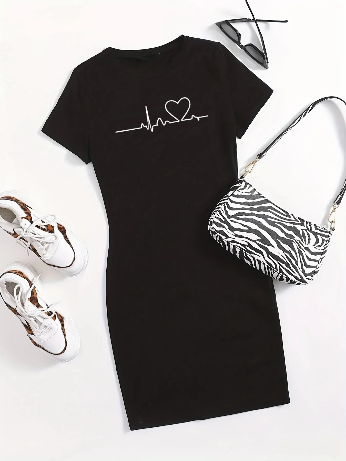 Pop Plus Size Donna Manica corta O-Collo Abiti casual larghi T-shirt Abito da donna Abito corto Hip Hop Queen T-shirt lunga stampata