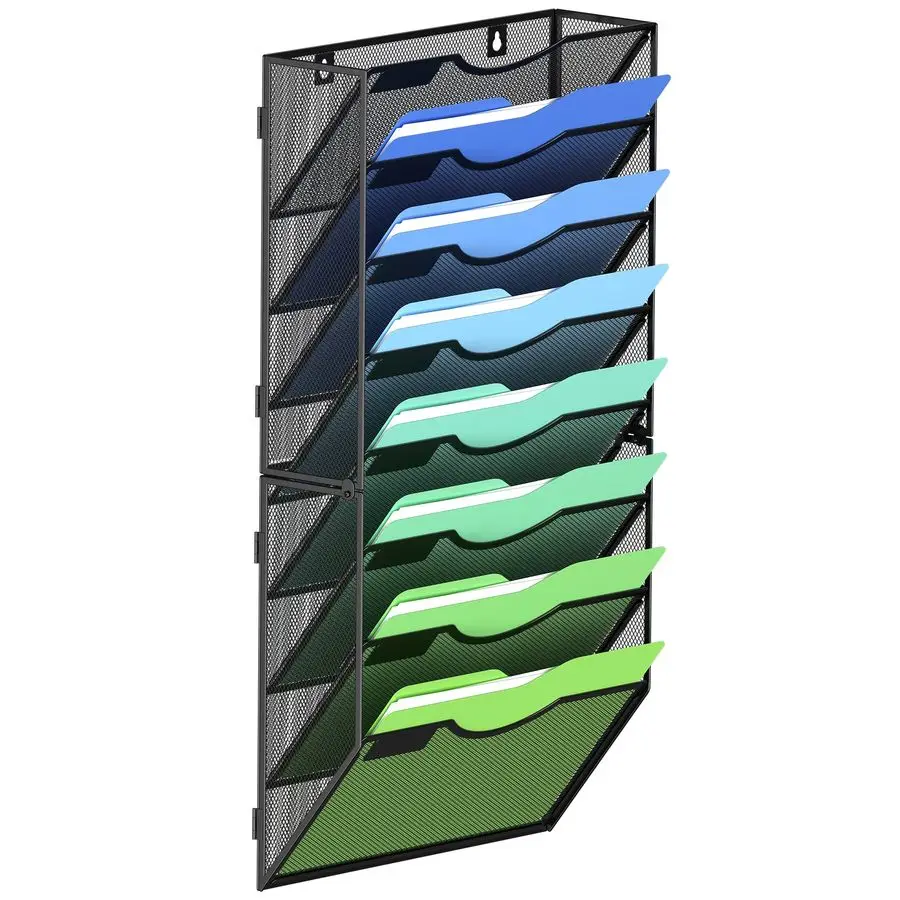 

Wall File Organizer Office Hanging Magazine Holder Wall File Organizer for Office Home Black, 8 Tier