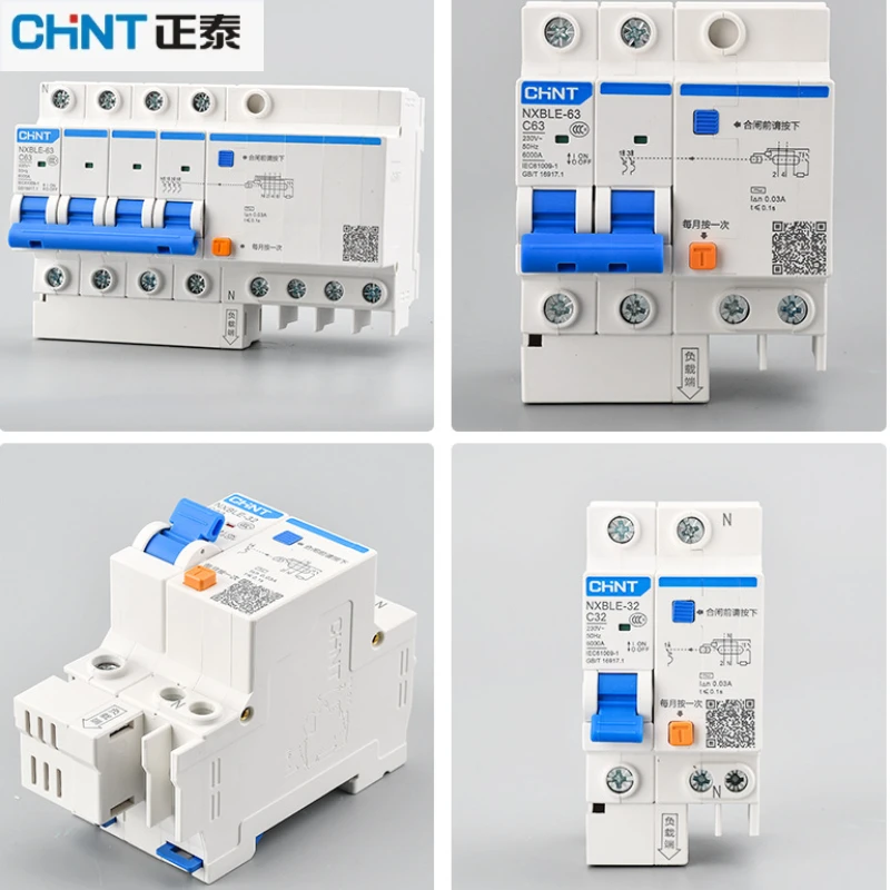 

Chint NXBLE-32/DZ47LE Protector - 1PN/2P/3P/3PN/4P 10A-32A, Leakage Overload Short-Circuit Protection, 220V/380V Air Switch