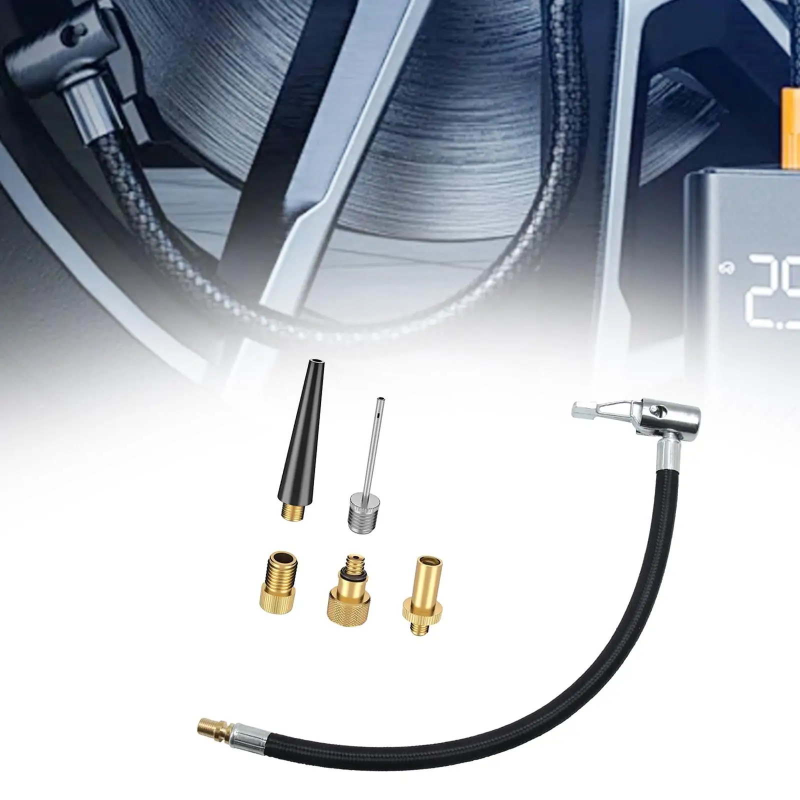 Tuyau d'extension de gonfleur de pompe à air, connecteur de clip de gonflage rapide, assujetSchrader pour vélos, moto, vélo de route IkCar