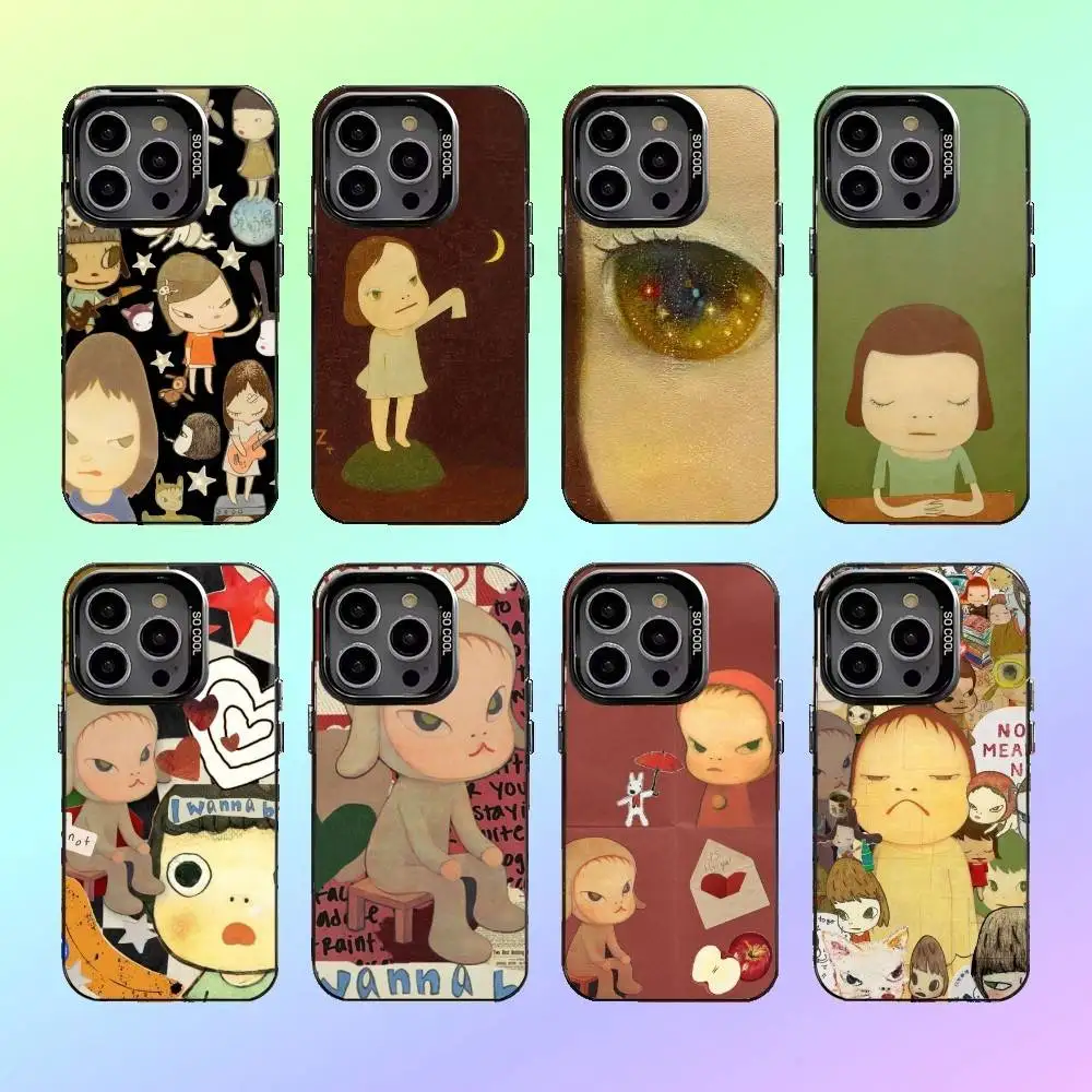 

Cartoon Yoshitomo Nara Phone Case For iPhone17,16,15,14,13,12,11 Plus,Pro Max Black Candy Matte Shockproof Cover