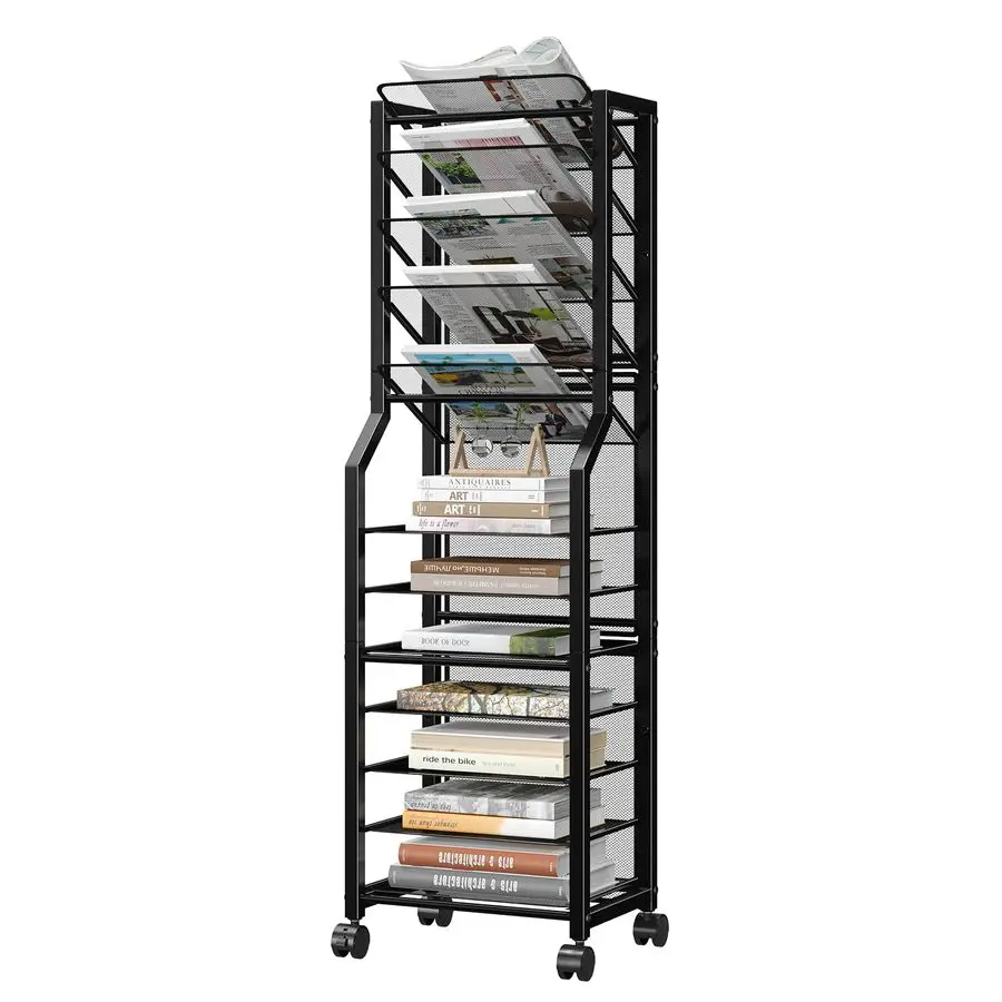 

12 Tier Rolling File Cart,Desk File Organizer with Sliding Trays and Wetal Mesh Paper Letter Storage Multi Functional Rolling Cl
