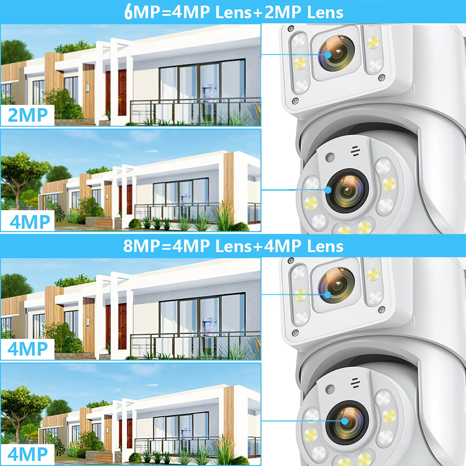 Cámara IP PTZ de 8MP con doble lente, videocámara de vigilancia con visión nocturna a todo Color, Wifi, detección humana, seguimiento de Audio