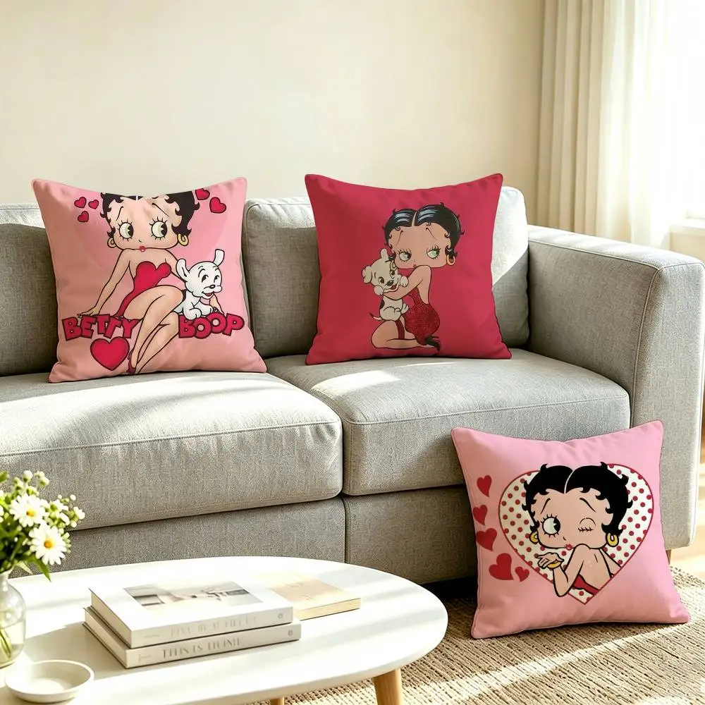 B-Betty Boop Retro Cartoon Pillow Case Square Double-Sided Sofa Cushion Cover Bedroom Bedside Pillow