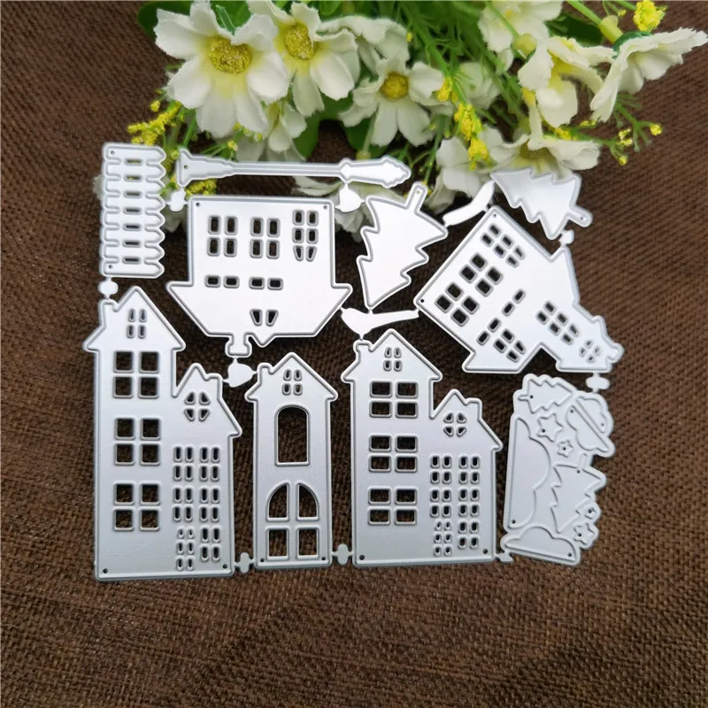 City Building Craft Metal stencil mold Cutting Dies decoration scrapbook die cuts Album Paper Craft Embossing DIY Card Crafts