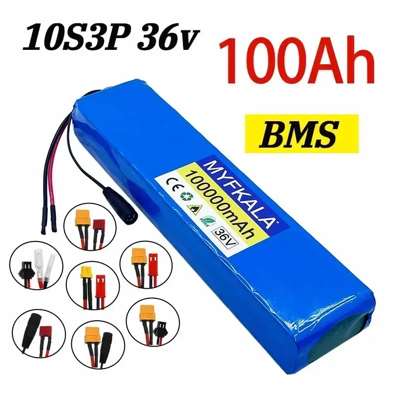 

36V 100Ah 18650 rechargeable lithium battery pack 10S3P 1000W with BMS