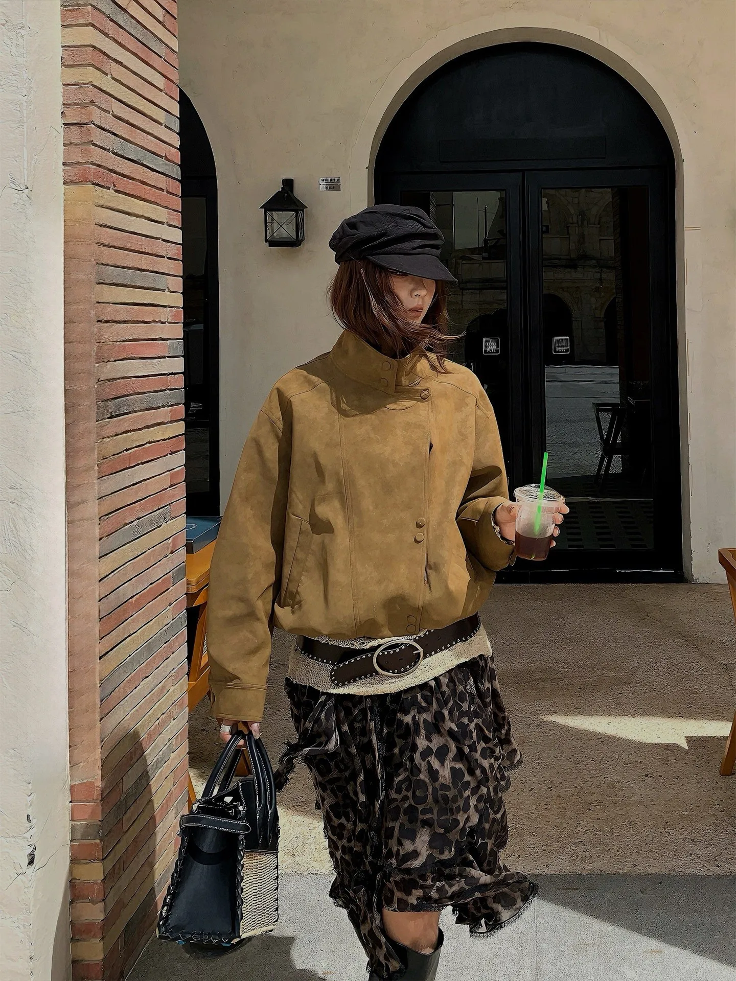 

Faionable Retro Suede Jaet Women's ort Outerwear Long Sve Stand Collar Coat Autumn Winter New Sle by MAR