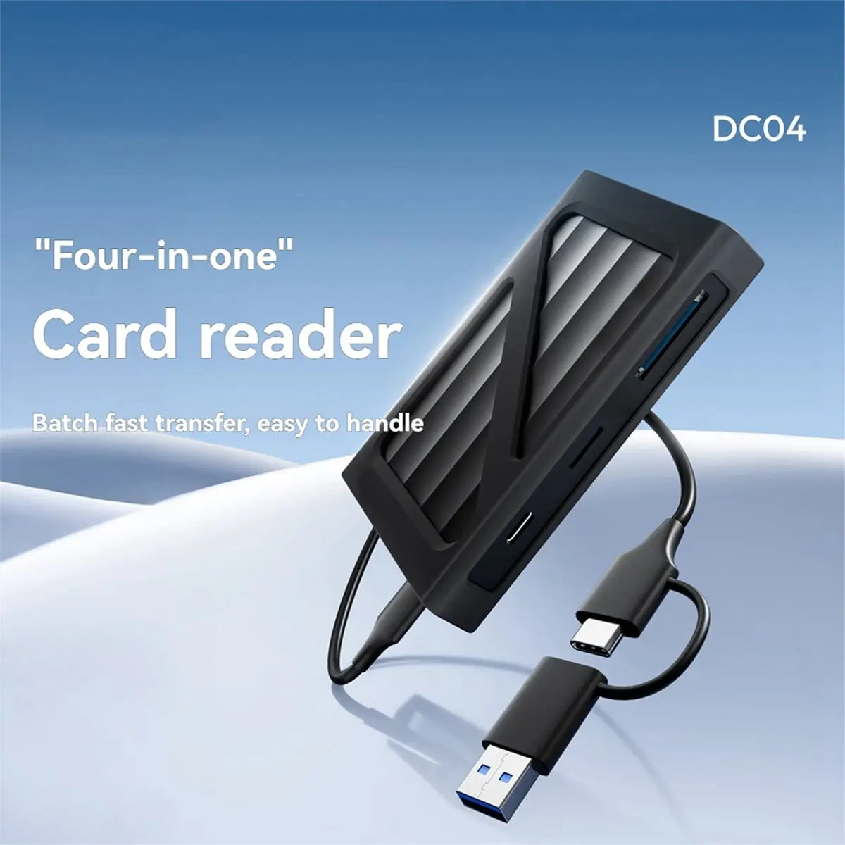 4 in 1 USB Type-C Card Reader for SD TF Micro-SD Micro Memory Card Dual USB-A & Type-C Interface Smart Card Adapter