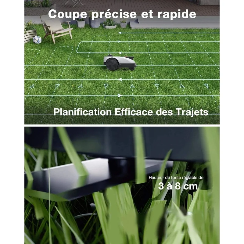 ECOVACS O1200 Robotic Lawn Mower Cordless Mulch Self Propelled IPX6 Waterproof 1200m Coverage 360 LiDAR AI Auto