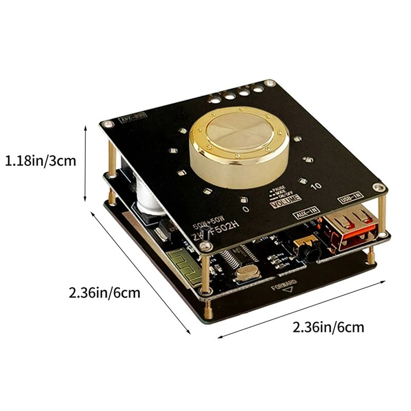 With Short Circuit Protection ZK-F502H 5.1 50W 2.0Channel Amplifier Board  For Sound Box