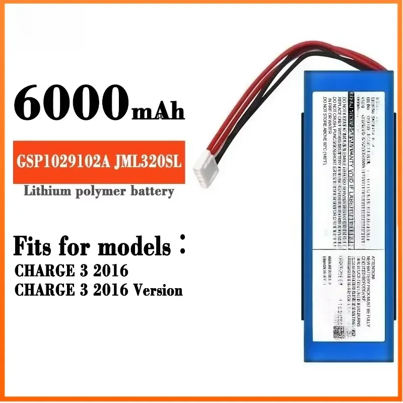 GSP1029102A GSP872693 3.7V 6000mAh 3000mAh for JBL CHARGE 3 2016 Flip 3/FLIP 3 GRAY Bluetooth Speaker Battery +Tools