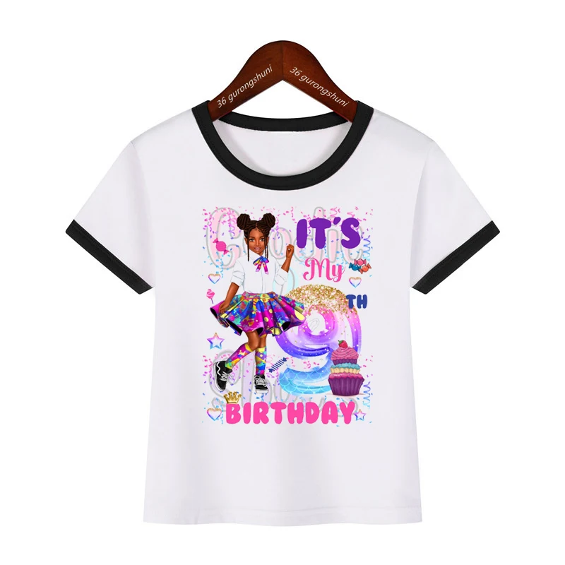 

Black Girls Magic tshirt African American Kids Birthday 1-12th tshirt Fashion girls t-shirt for kids birthday gift costume tops