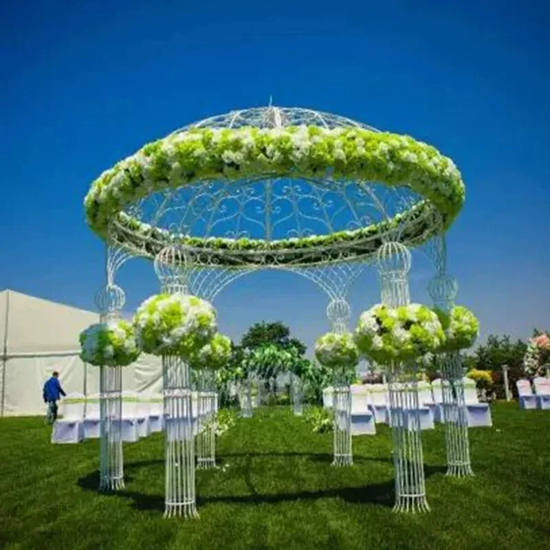 HW-11  new arrival outdoor pavilion courtyard iron six-column yurt roman hexagonal pavilion garden outdoor garden decoration