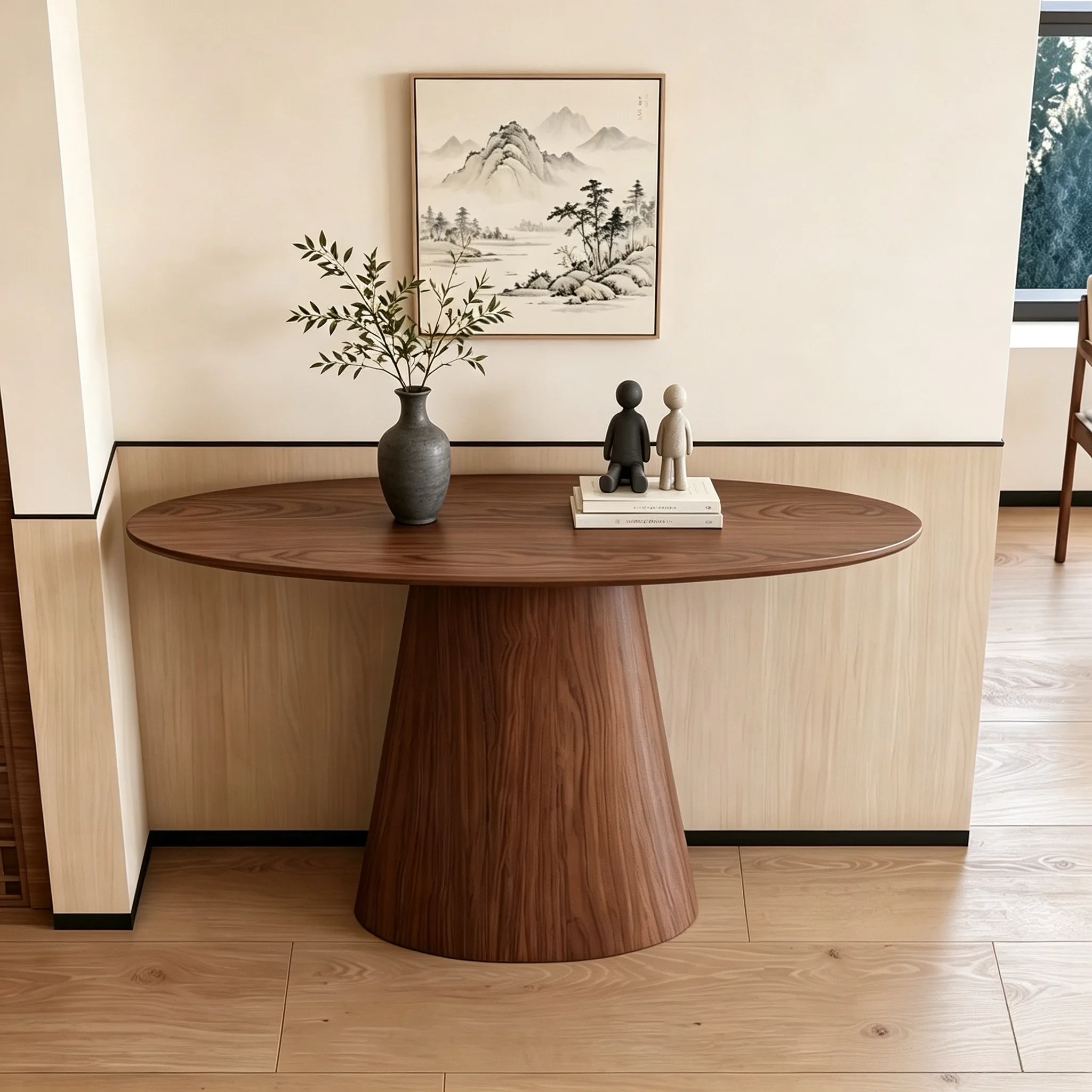 Solid wood entrance table Classic walnut entrance against the wall Entrance table Household creative decoration against the wall
