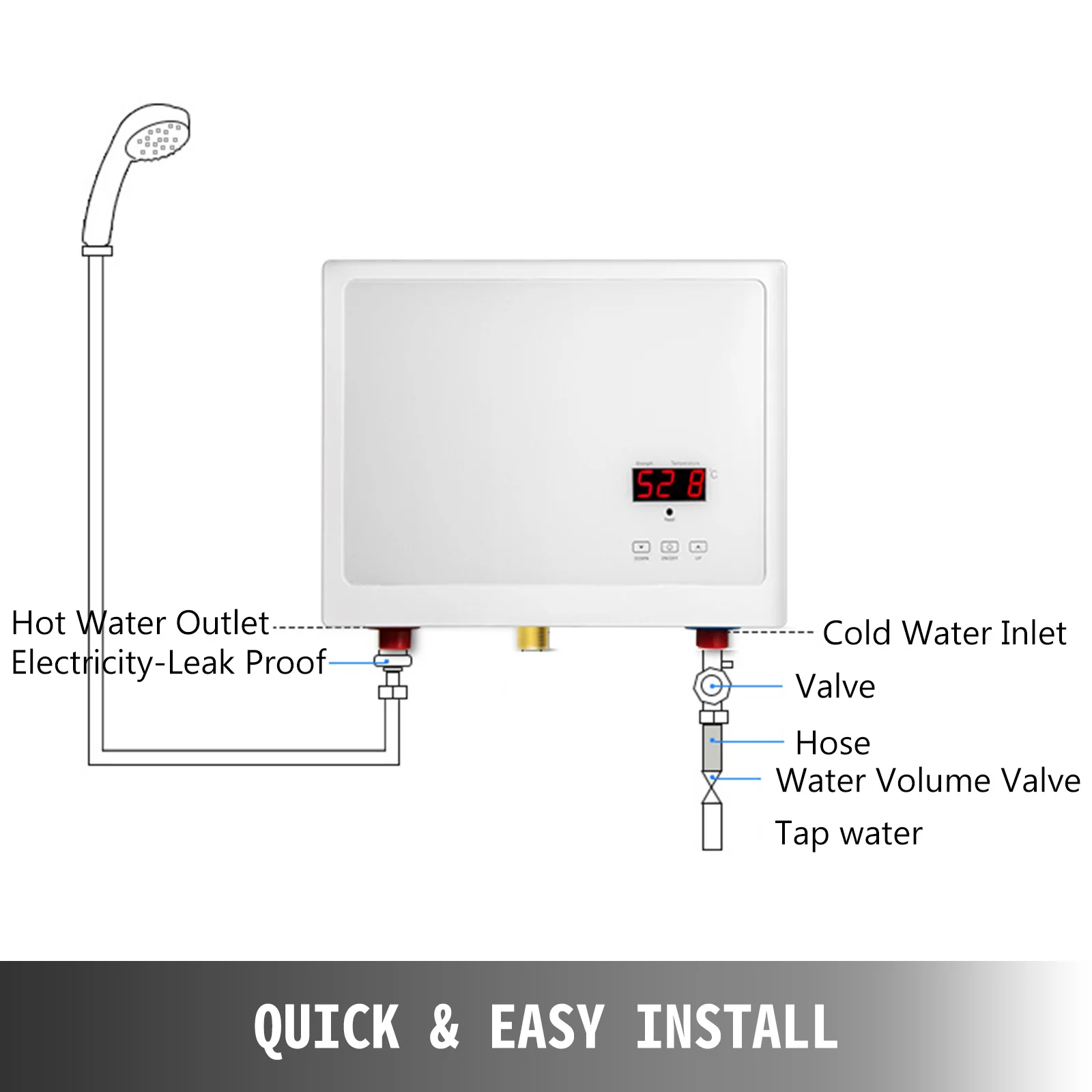 240V 27KW ปลอดภัยทันทีห้องครัวห้องน้ําฝักบัวไฟฟ้า Tankless เครื่องทําน้ําอุ่น