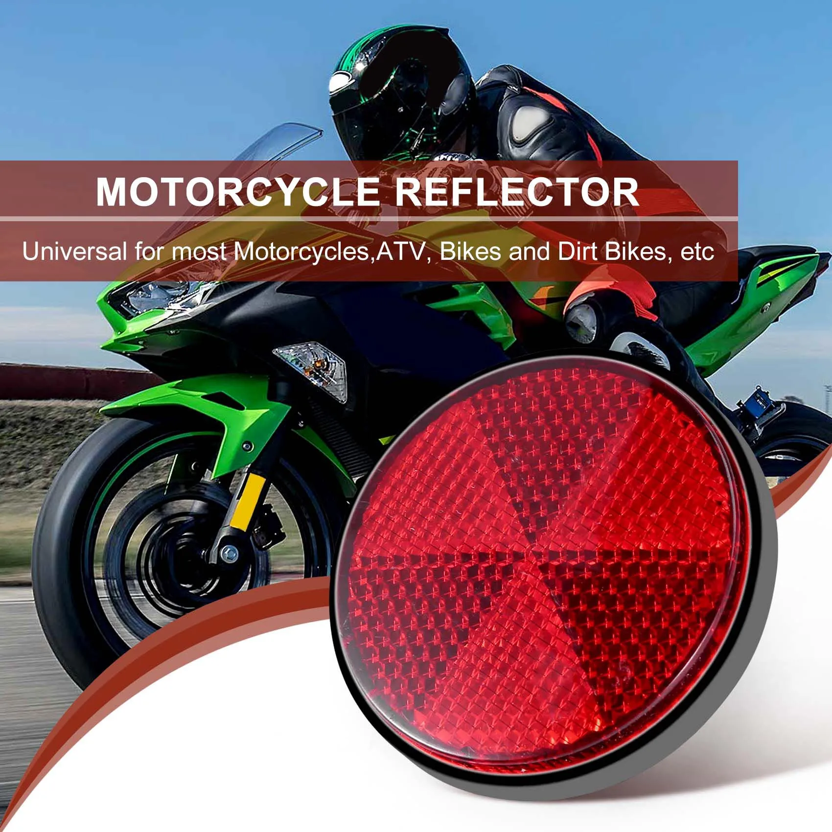 2pcs Round Red Reflector Universal For Motorcycle ATV