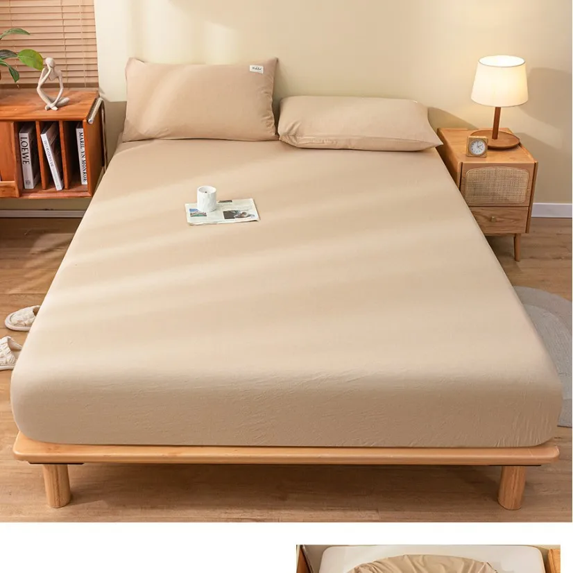 

3-Piece Comfortable Mattress Bedding Set All-Cotton Solid Soft Bed Sheet & Pillowcases for Four Season Halloween Essential