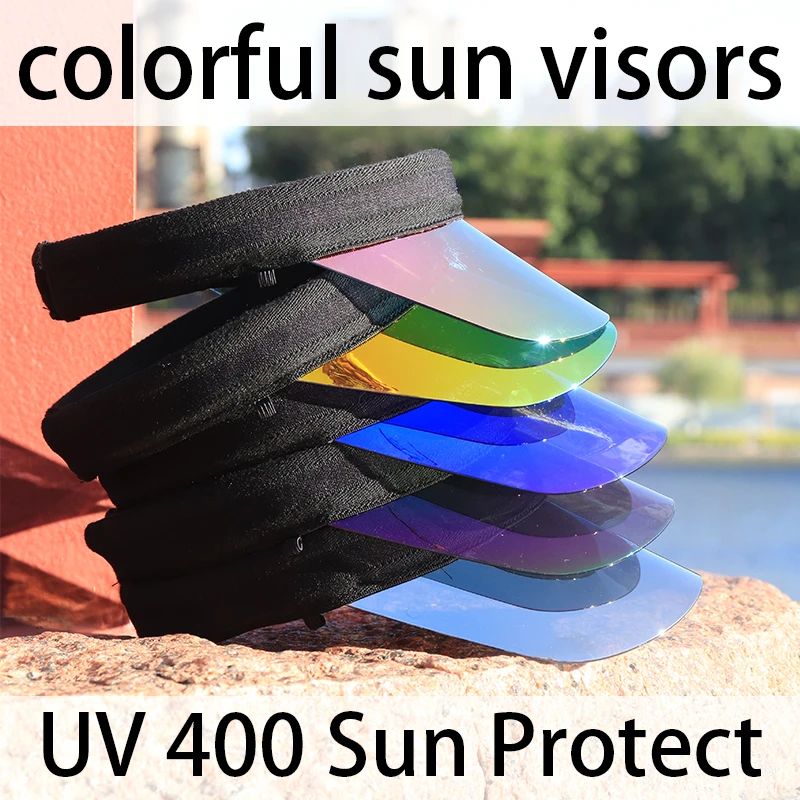 UV 400 Color Gloss Unisex Sun Hats Thick Sunblock Ladies Male Golf Cap Visors for Travel Yoga Tennis Driving Visor Leisure Caps