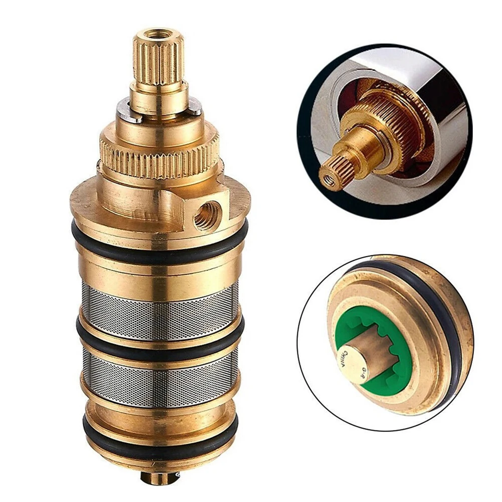 Replacement Thermostatic Cartridge for Shower Mixer Valve Bar in Brass with Push Fit and Safety Override at 38 Degrees for