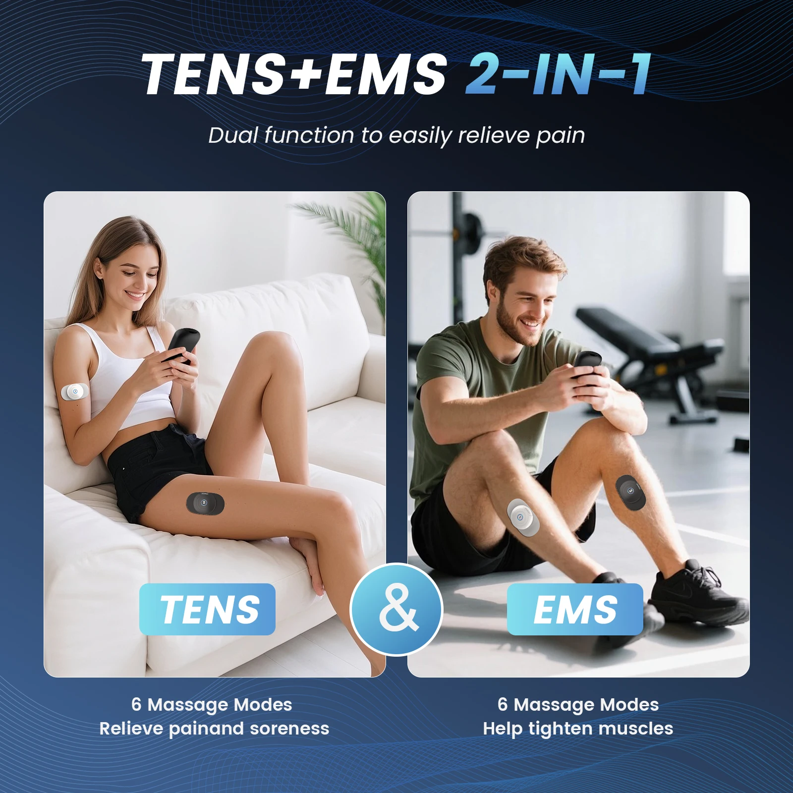 Smart Library Eco-Friend 2-in-1 Timing Function Wireless Remote Control Tens EMS Unit Back And Neck Shoulder Massage Device