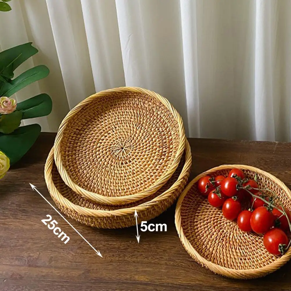 Beautiful Basket Wicker Tray Wear Resistant Handmade Not Easily Deformed Fruit Food Hand-Woven Rattan Tray