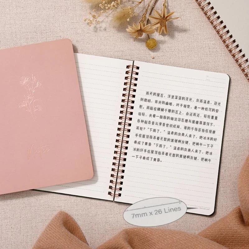 120 페이지의 넓은 줄 지어 트윈 와이어 바인딩 저널이있는 대학 통치 노트