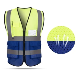 Gilet di sicurezza in rete riflettente ad alta visibilità per uomo donna gilet da lavoro con Multi tasche vestiti Hi Viz