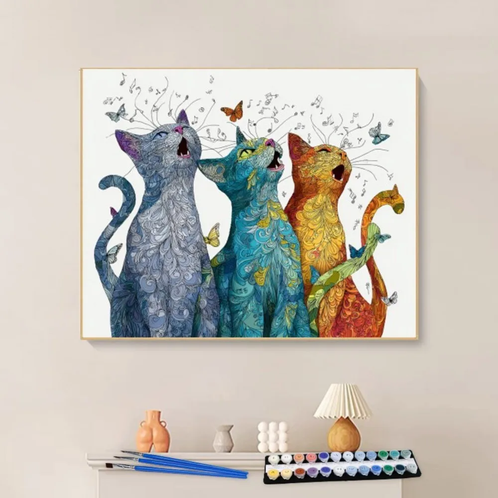 Painting By Numbers Musical Cat Anniversary gift on Digital Painting Canvas Acrylic Paint Image Digital Coloring