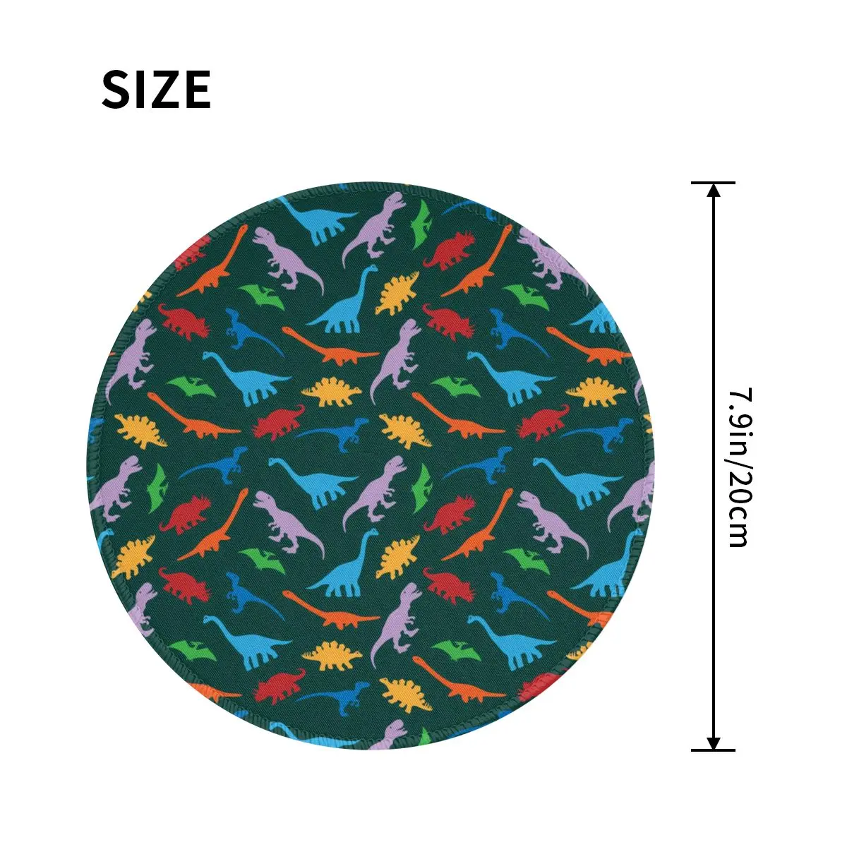 Animal Silhouette Mouse Pad Colorful Dinosaur Print Colorful Round Mousepad Waterproof Mouse Mats For Office Home Computer