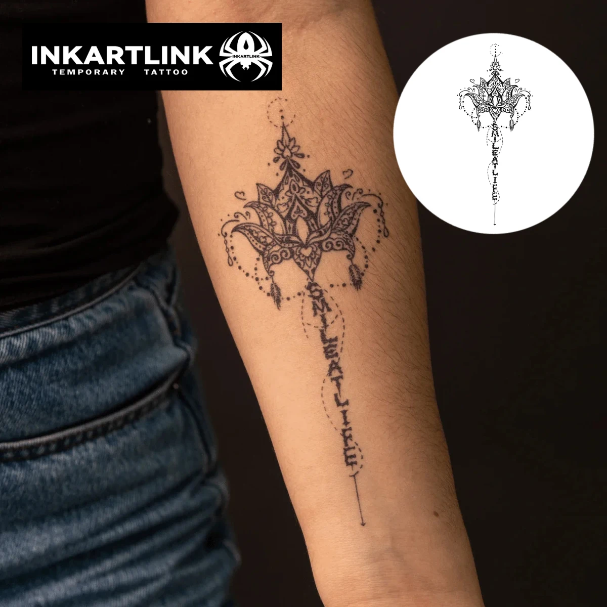 Lotus Lantern Temporary Tattoo,Lasts To 15 Days New Technology Magic Waterproof Semi Permanent Sticker.