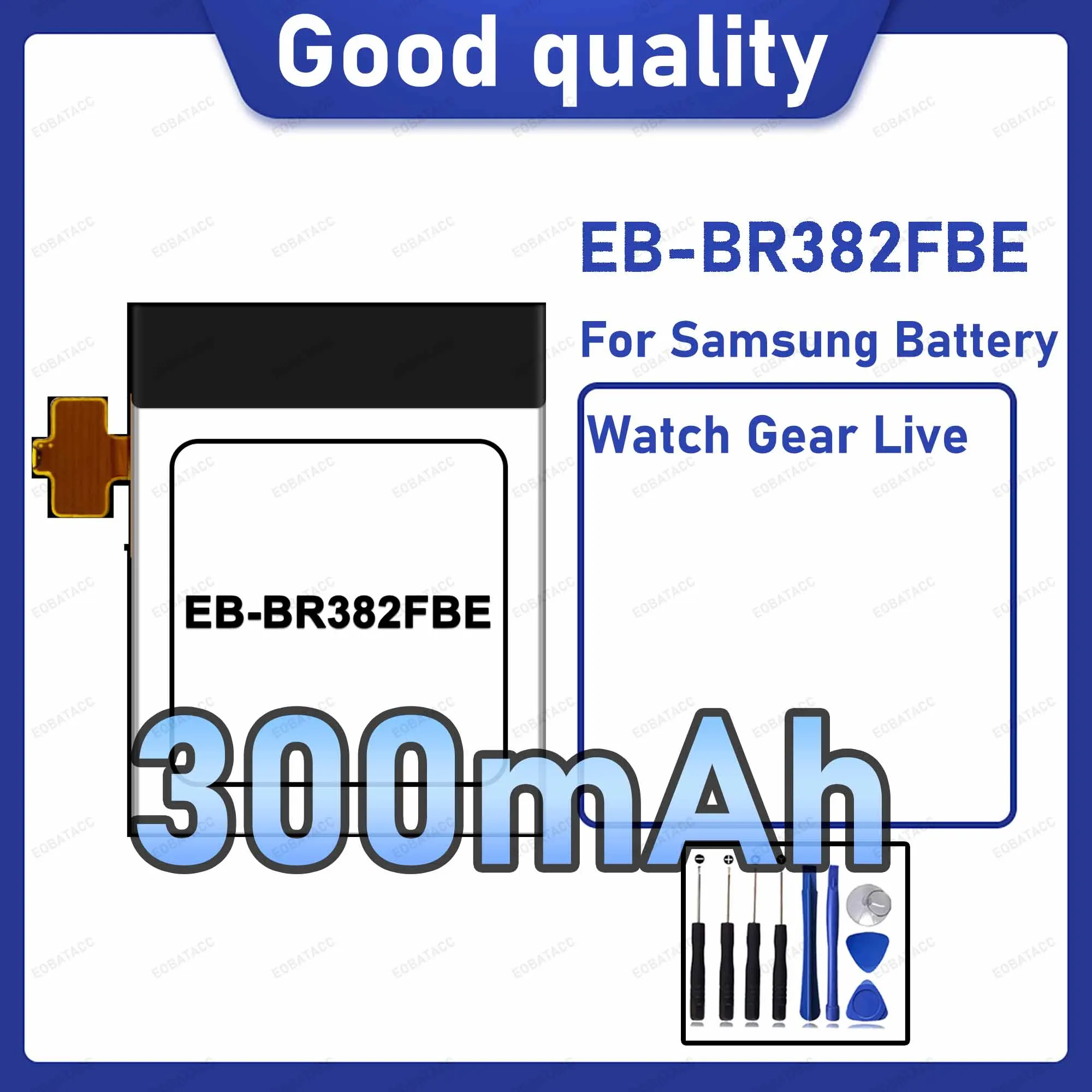 300mAh EB-BR382FBE Replacement Battery for Samsung Watch Gear Live with Repair Tools Kit