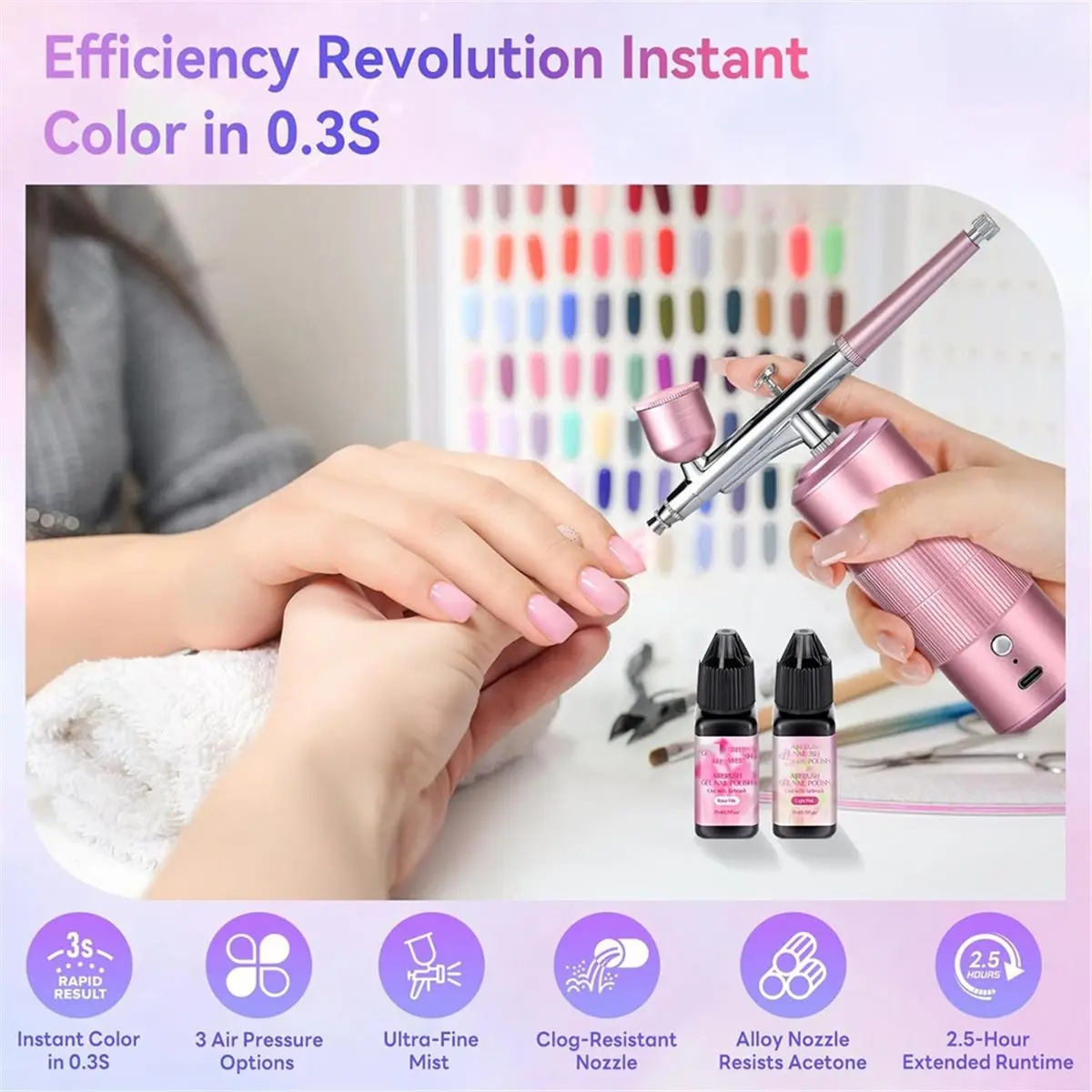 Airbrush Kit with Compressor Portable Airbrush Kit High-Pressure Non-Clogging Air Brush Set Cordless Rechargeable