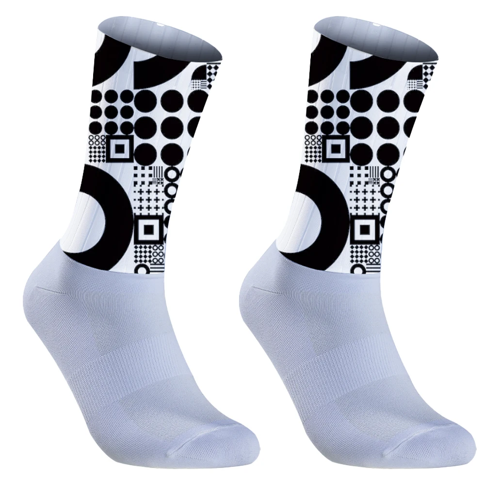 Chaussettes de sport d'été en silicone non ald, motif de style, chaussettes de course professionnelles, chaussettes de vélo en plein air, 2024