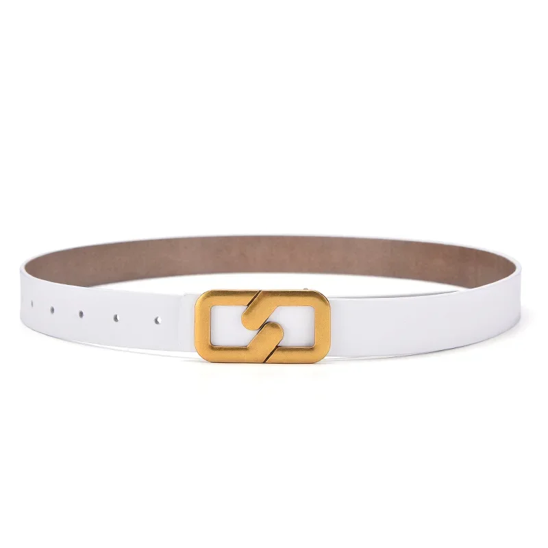 Trendy High-quality Belt with Smooth Lightning Square Buckle Fashionable Style for Daily Wear PU Creative Light Luxury Belt