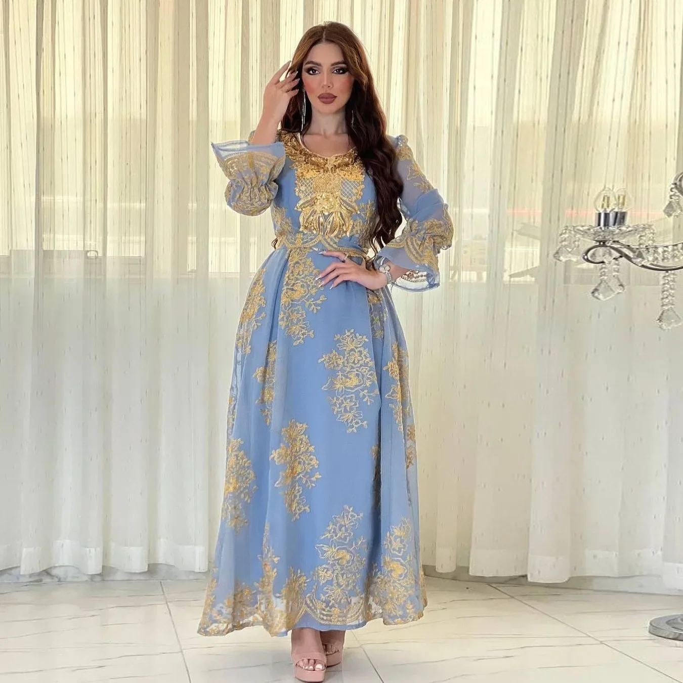 Eid Al-Adha in Dubai Abayas Arabia Elegant Women Embroidered Applique Maxi Dress Wedding Evening Party Gown Muslim Abaya Robe