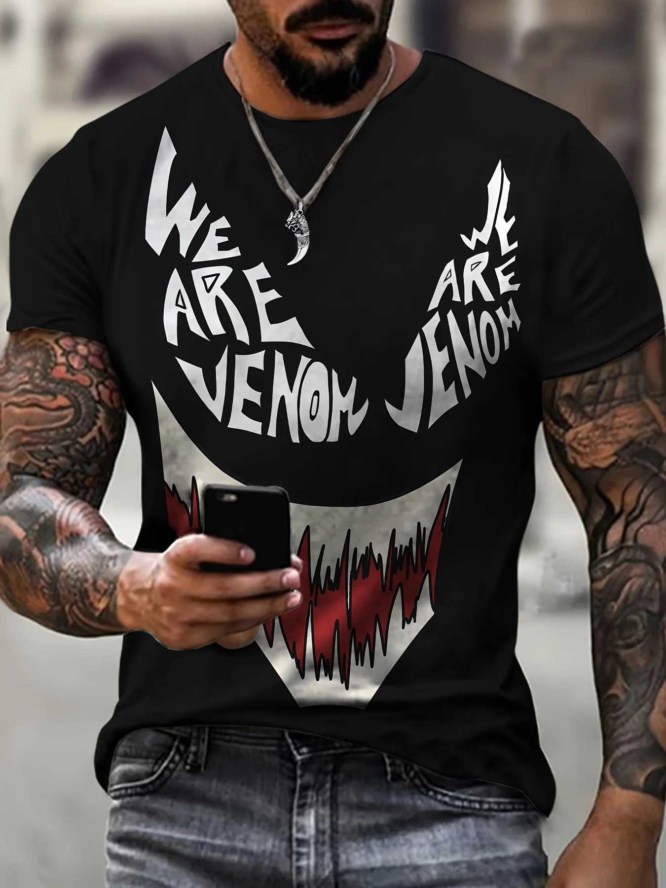 

2024 New Venom T-Shirt 3D Printed Short Sleeve Movie Peripheral Men's Clothing Street Style Tshirts Party Cosplay Tee Tops