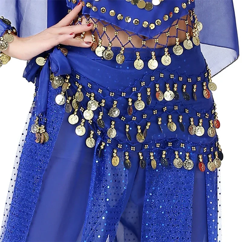 ブリンブリンゴールドコインベリーダンスヒップスカーフ衣装女性のためのオリエンタル臀部ウエストチェーンタッセルスカートベルトダンスレッスン服