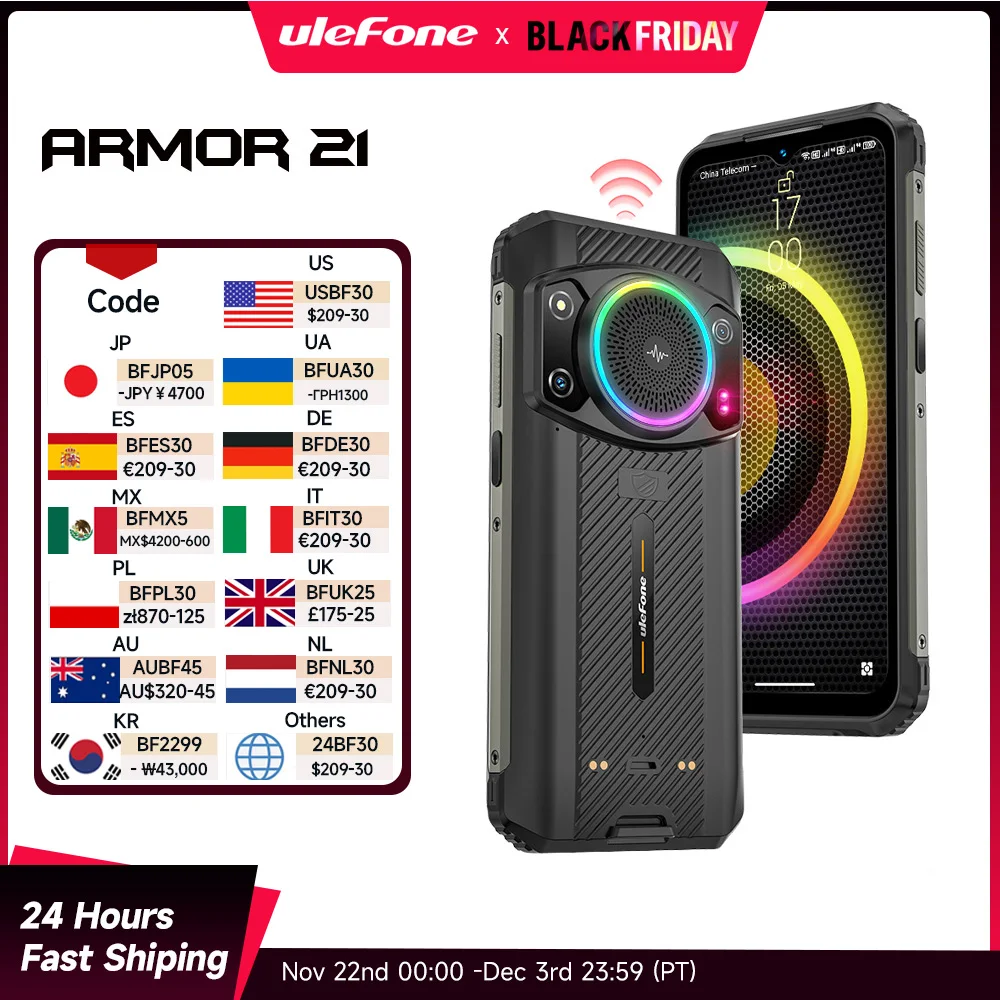 Ulefone Armor 21 هاتف متين 16GB RAM 256GB ROM الهاتف الذكي أندرويد 13 G99 الهاتف المحمول 64MP 9600mAh 4G الإصدار العالمي الخلوي