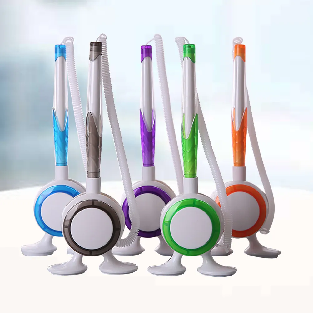

5Pcs Ballpoint Pens Sticky Desktop Stable Plastic Base No Screw Signature Pen Smooth Writing Office School Home Counter Service
