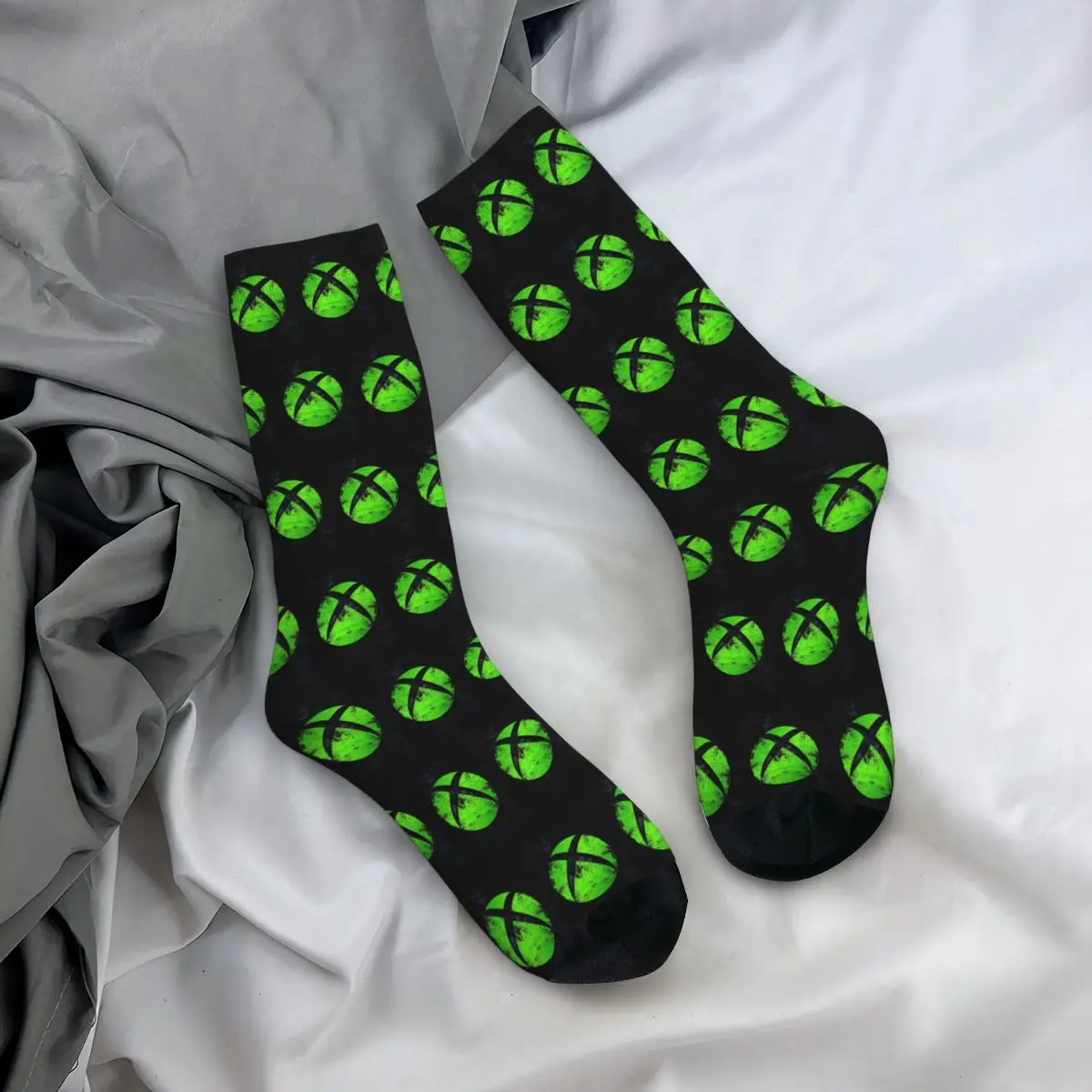 All Seasons Crew Stockings Green Xbox Logo Socks Crazy Hip Hop Long Socks for Men Women Valentine's Day Gifts