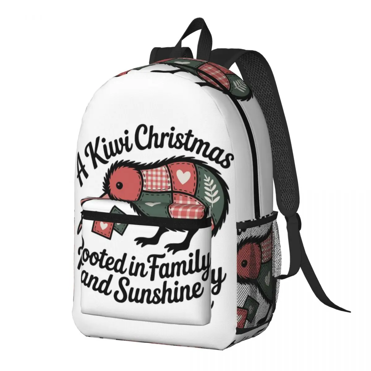 Patchwork Kiwi Silhouette - A Kiwi Christmas Backpack Daypack Large Capacity BookBag School Bag Shoulder Bags for Men Women