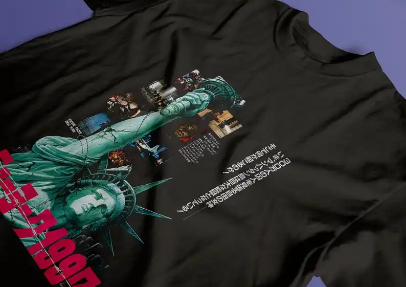 Ontsnap uit New York, John Carpenter, Kurt Russel, Japanse versie 1981-T-shirt met HQ-filmprint, zwaargewicht unisex ronde hals