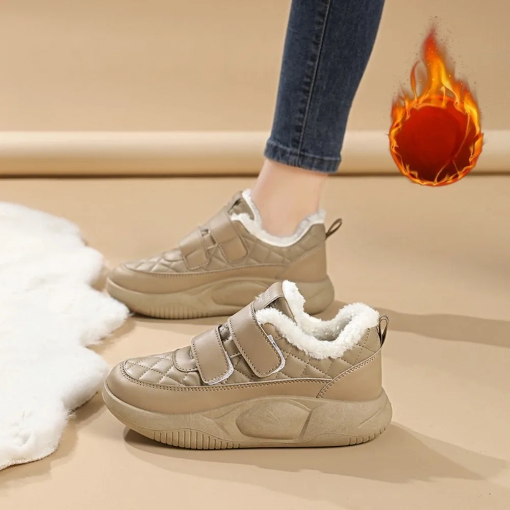 

Женская теплая хлопковая зимняя обувь из флиса с подошвой, новые повседневные дизайнерские универсальные повседневные женские зимние ботинки на толстой подошве, кроссовки