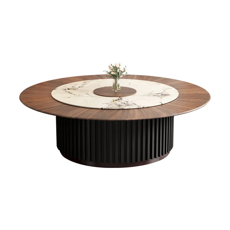 

Hotel electric dining table, hotel restaurant rock slab electric turntable large round table