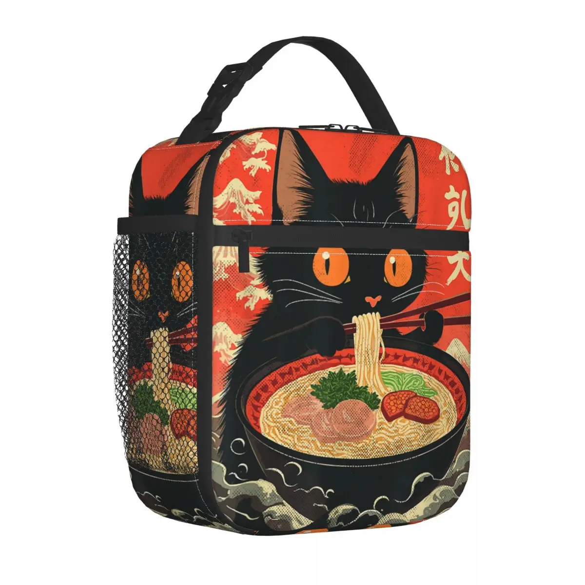japones-gato-preto-ramen-isolado-almoco-sacos-kawaii-macarrao-gato-saco-de-comida-a-prova-de-vazamento-refrigerador-termico-bento-caixa-para-escritorio-escolar