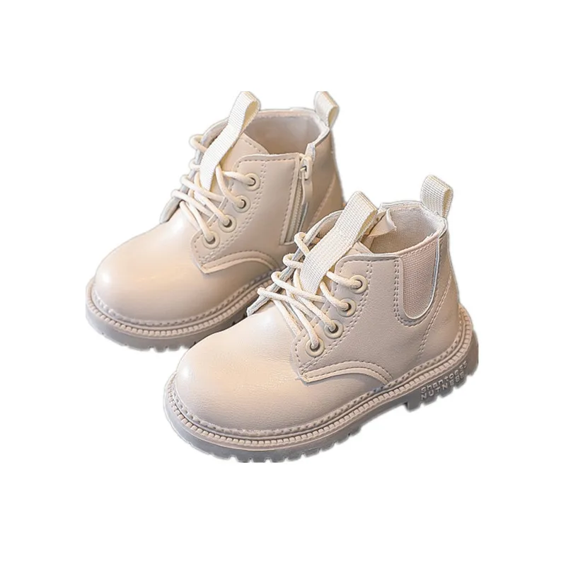 Kids Cotton Footwear Children Warm Boots Non-slip Wear-resistant Boys Girls Leather Shoes Baby British Style Small Short Boots