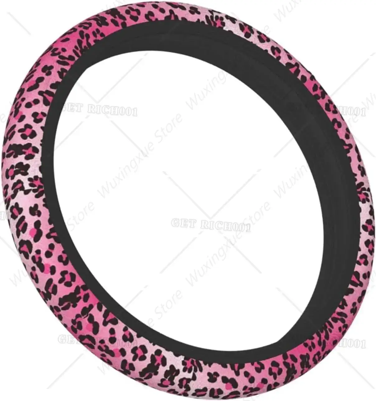 Coprivolante rosa con motivo leopardato donna universale 15 pollici accessori per auto carini elasticizzati su protezione traspi