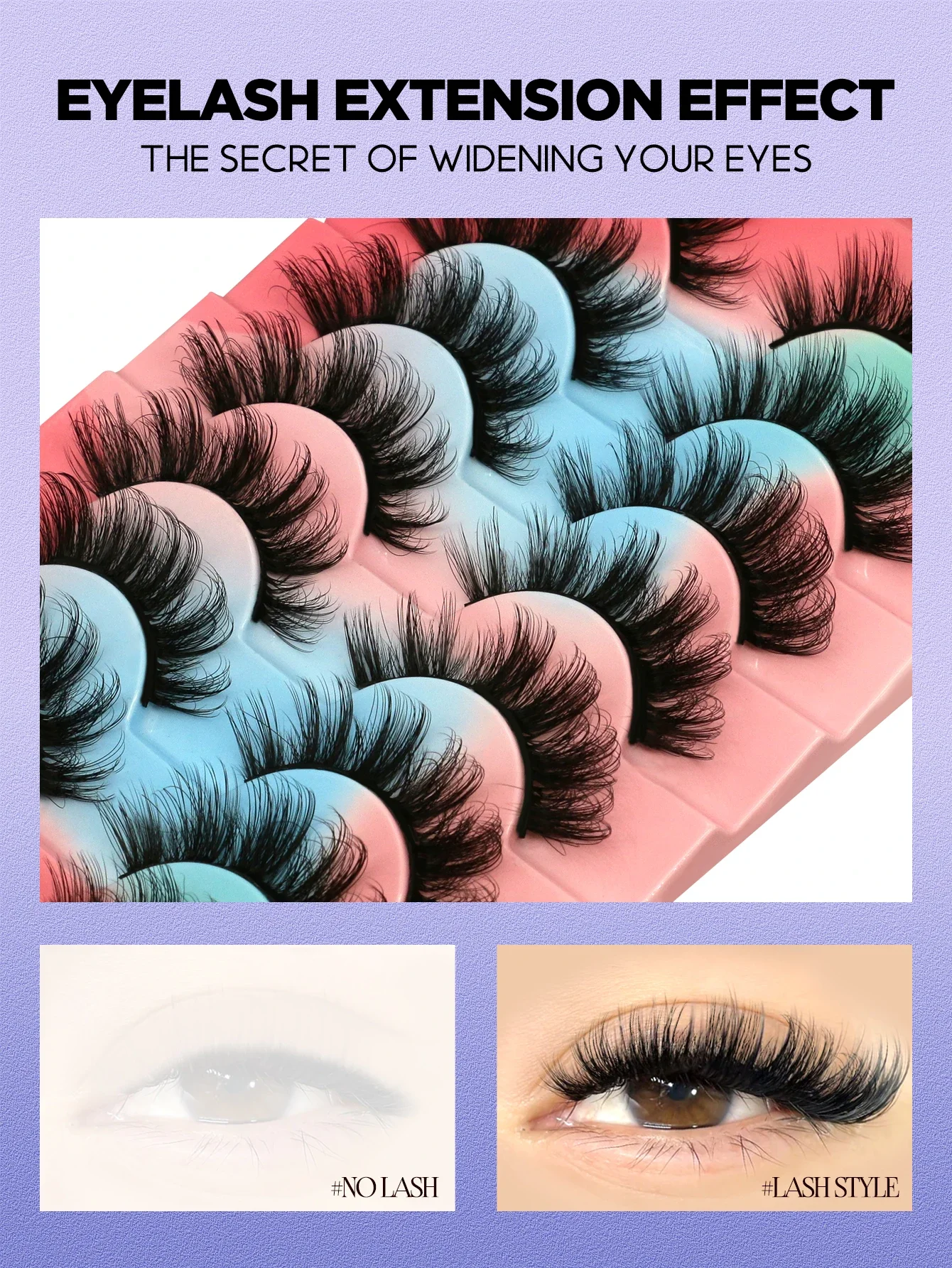 GROINNEYA Wimpers 3D Nertsen Wimpers Pluizige Herbruikbare Wimpers Nertsen Valse Wimpers Zachte Piekerige Natuurlijke Cross Wimper Extension Make-up